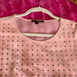 Alberto Makali Elegant soft pink  Tunic with ultra suede studded front EUC
